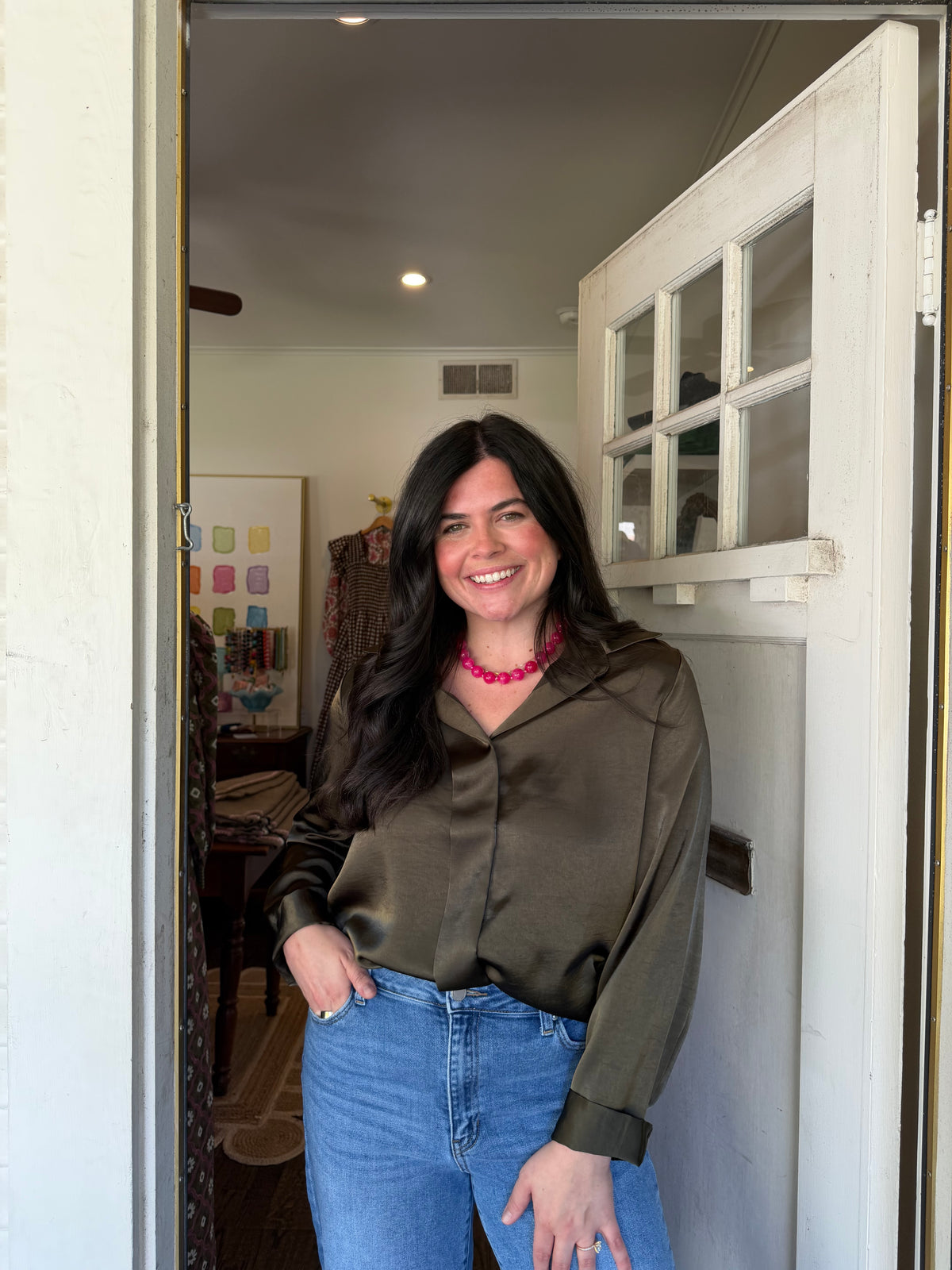 Moss Satin Shirt