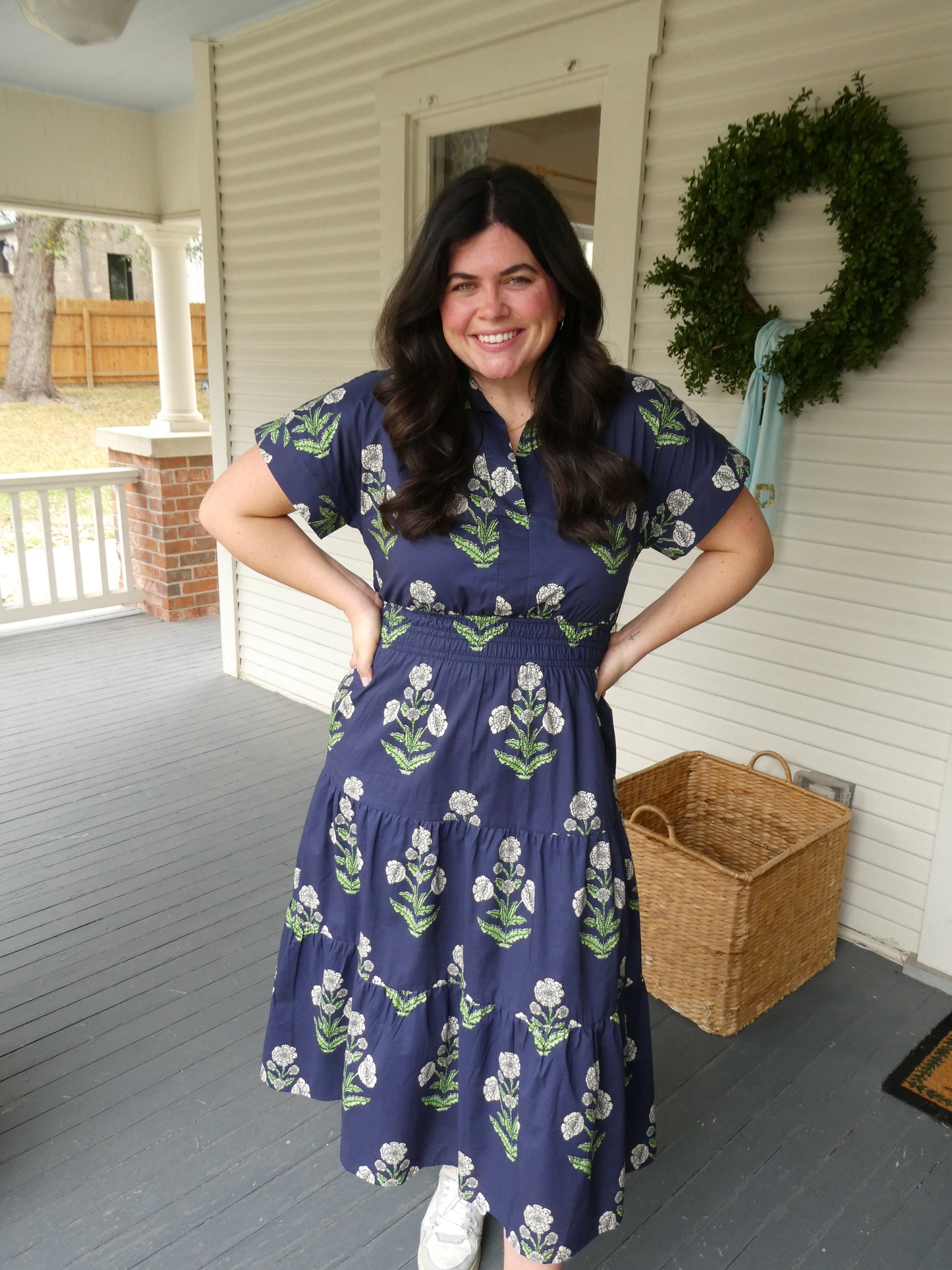 THML Navy Floral Midi