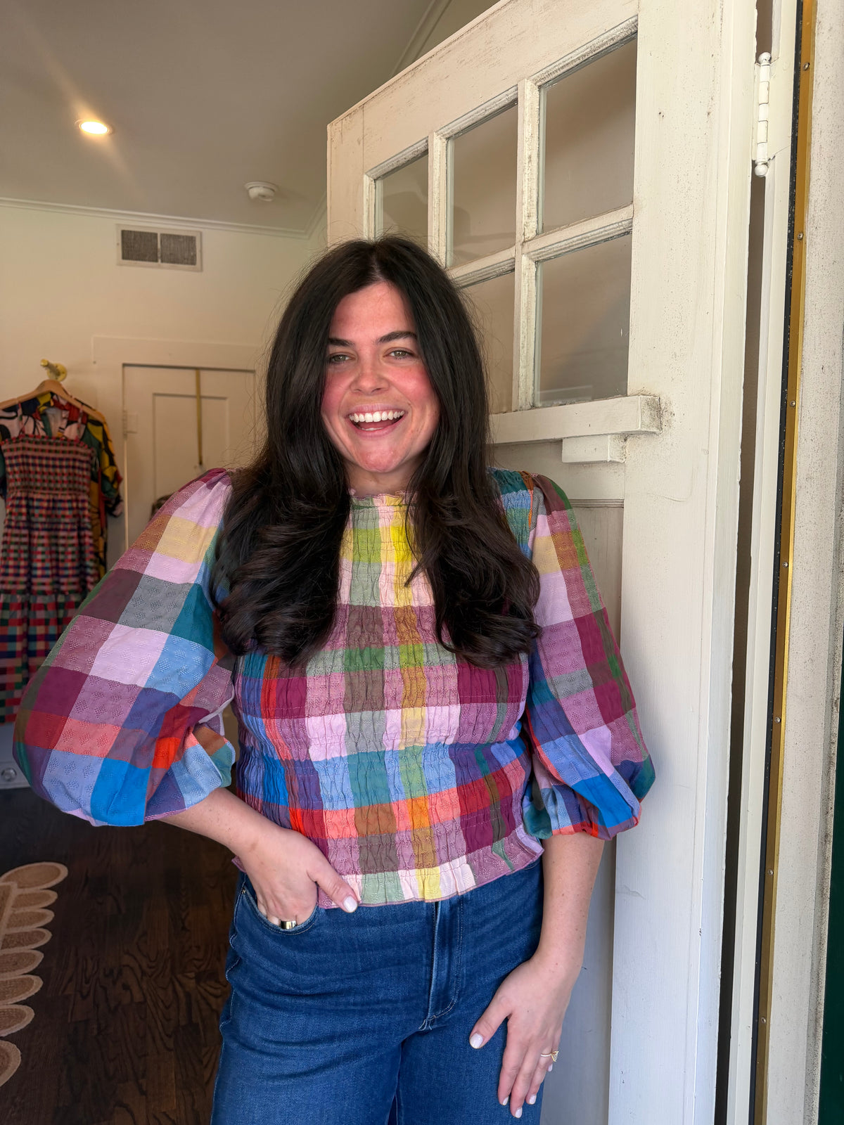 Colorful Smocked Top