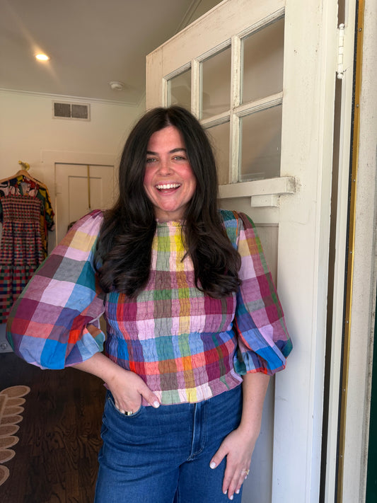 Colorful Smocked Top