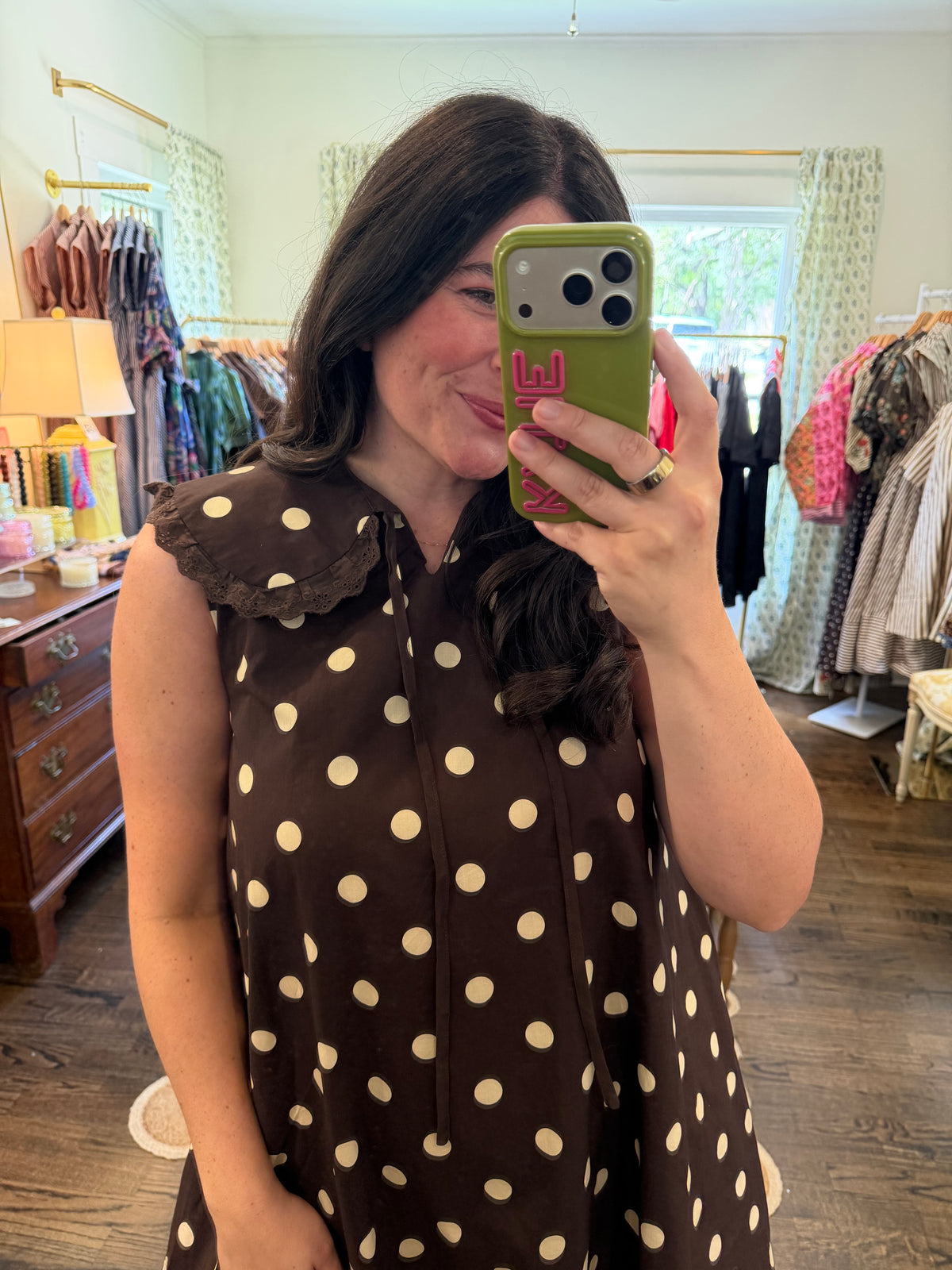 Polka Dot Bib Mini Dress