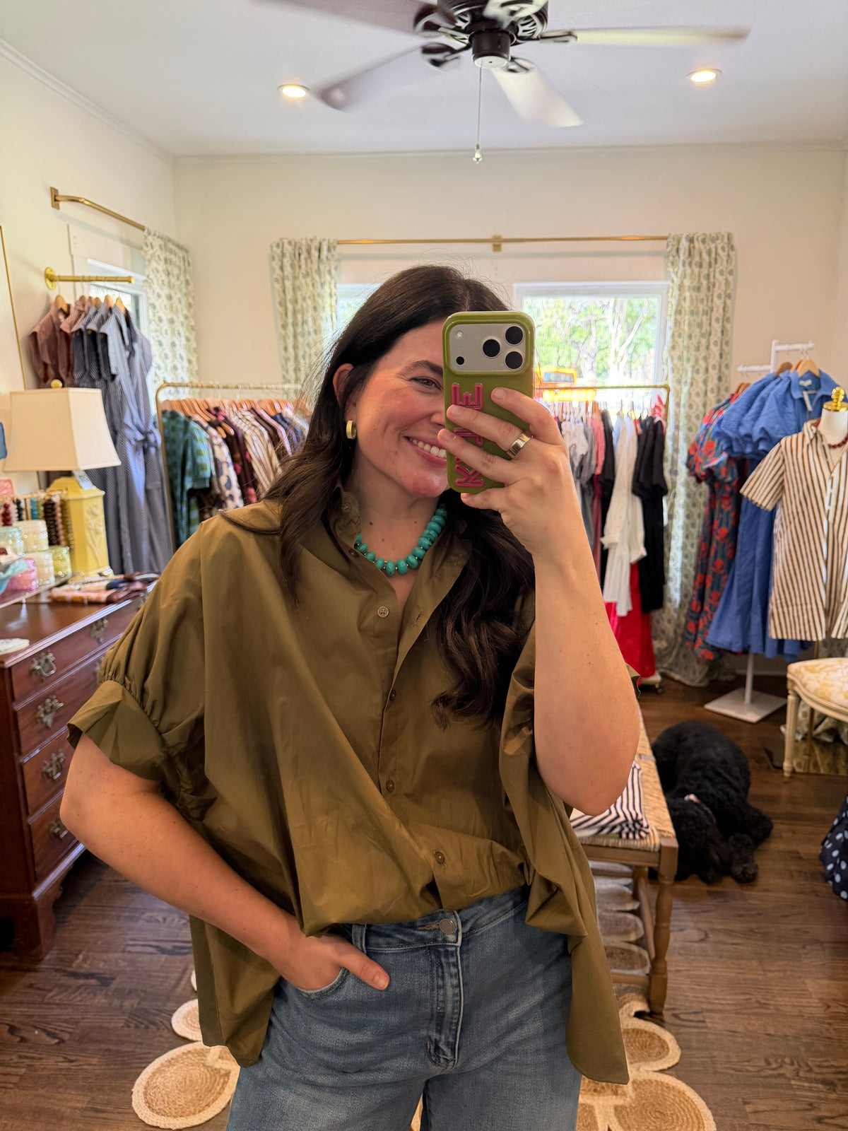 Olive Oversized Button Down