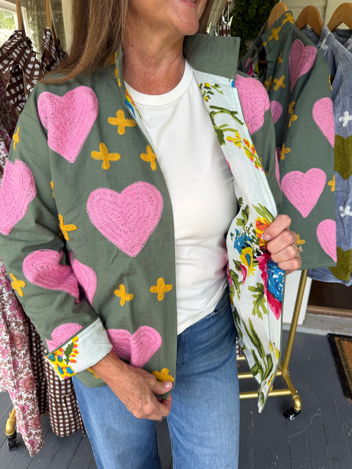 Green Canvas Heart Jacket