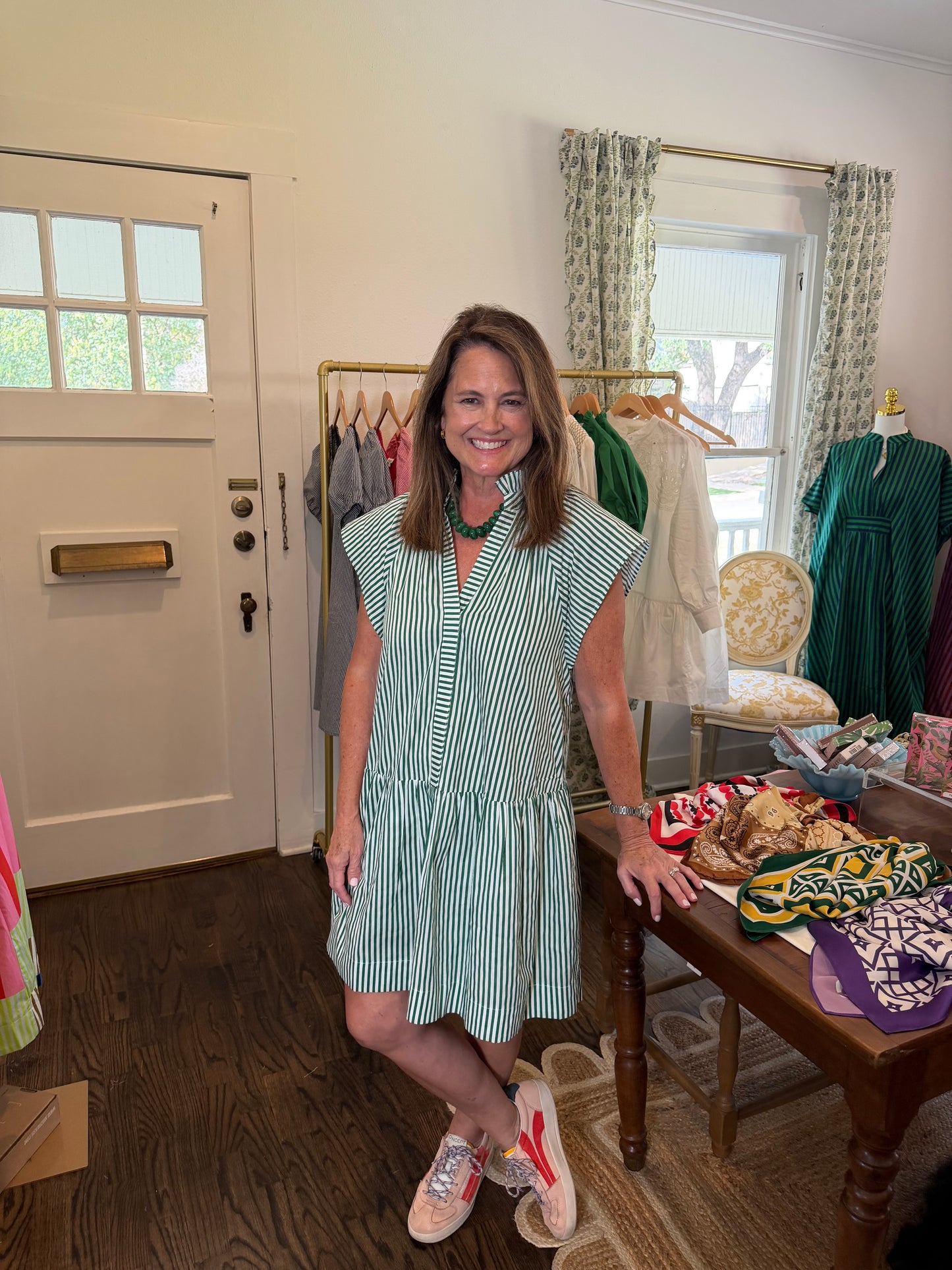 Green Stripe Mini Dress