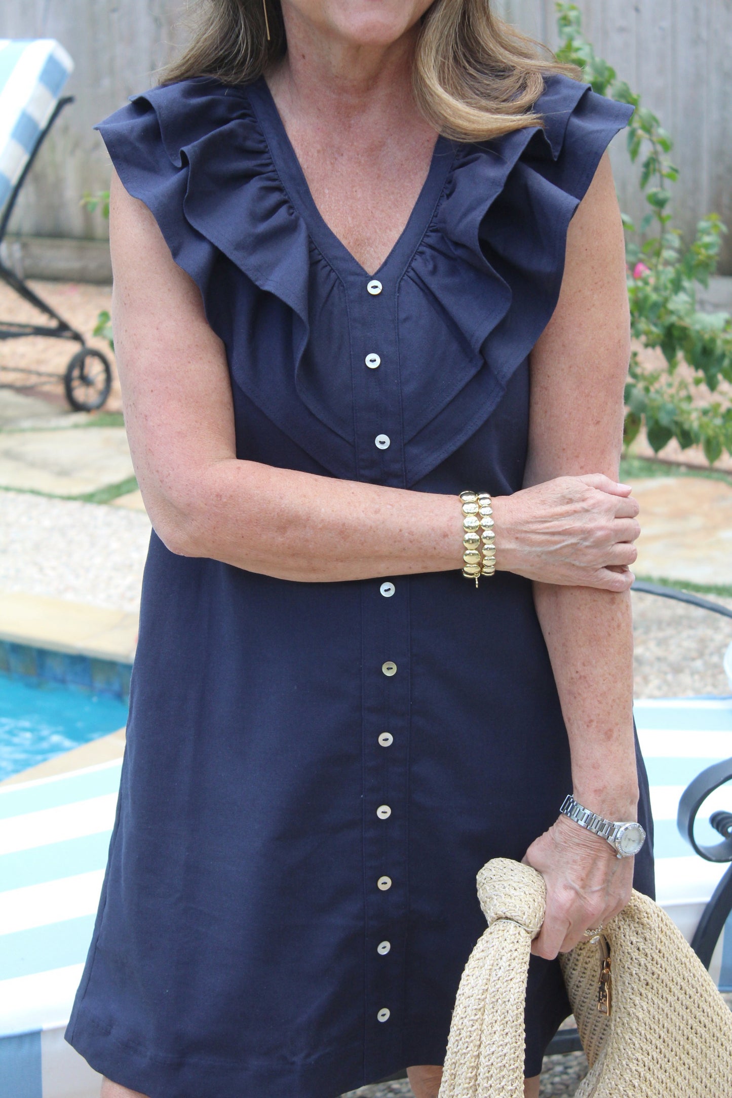 Navy Ruffle Dress