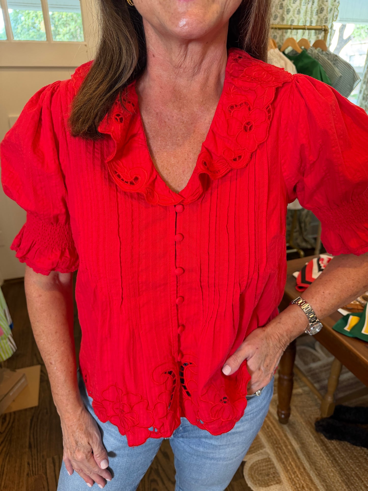 Floral Eyelet Top