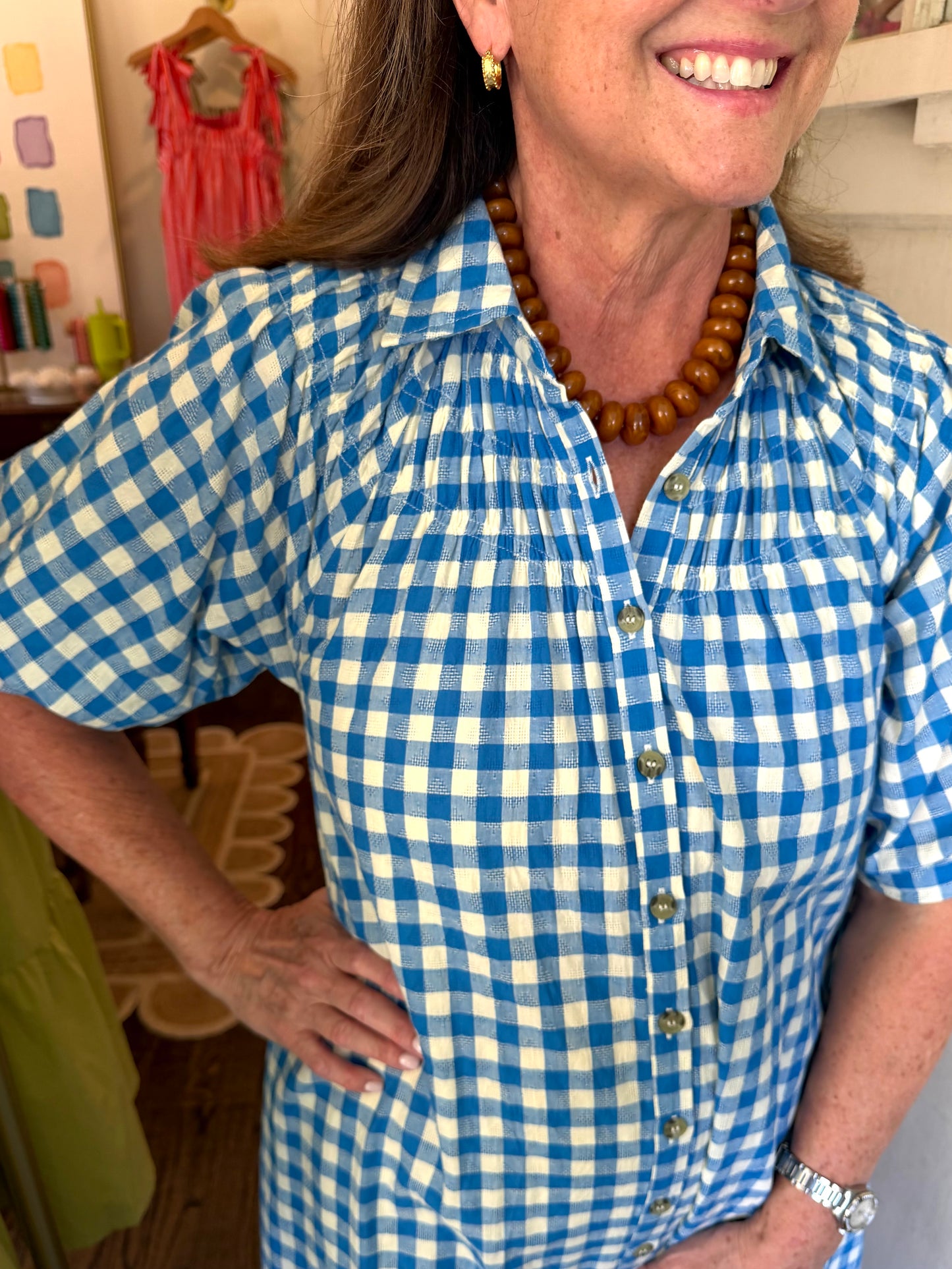 Blue Gingham Oasis Dress