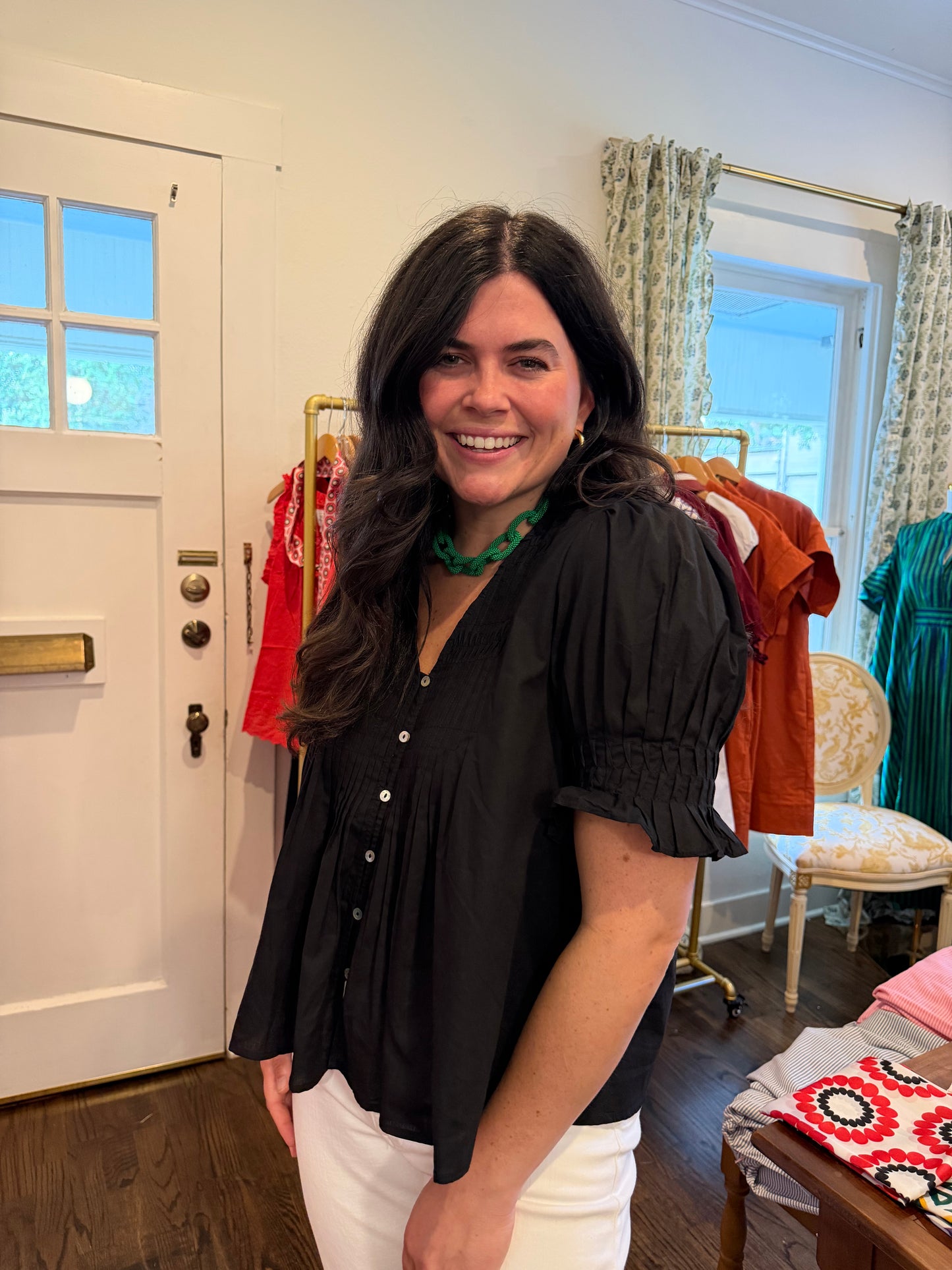 Pleated Black Blouse
