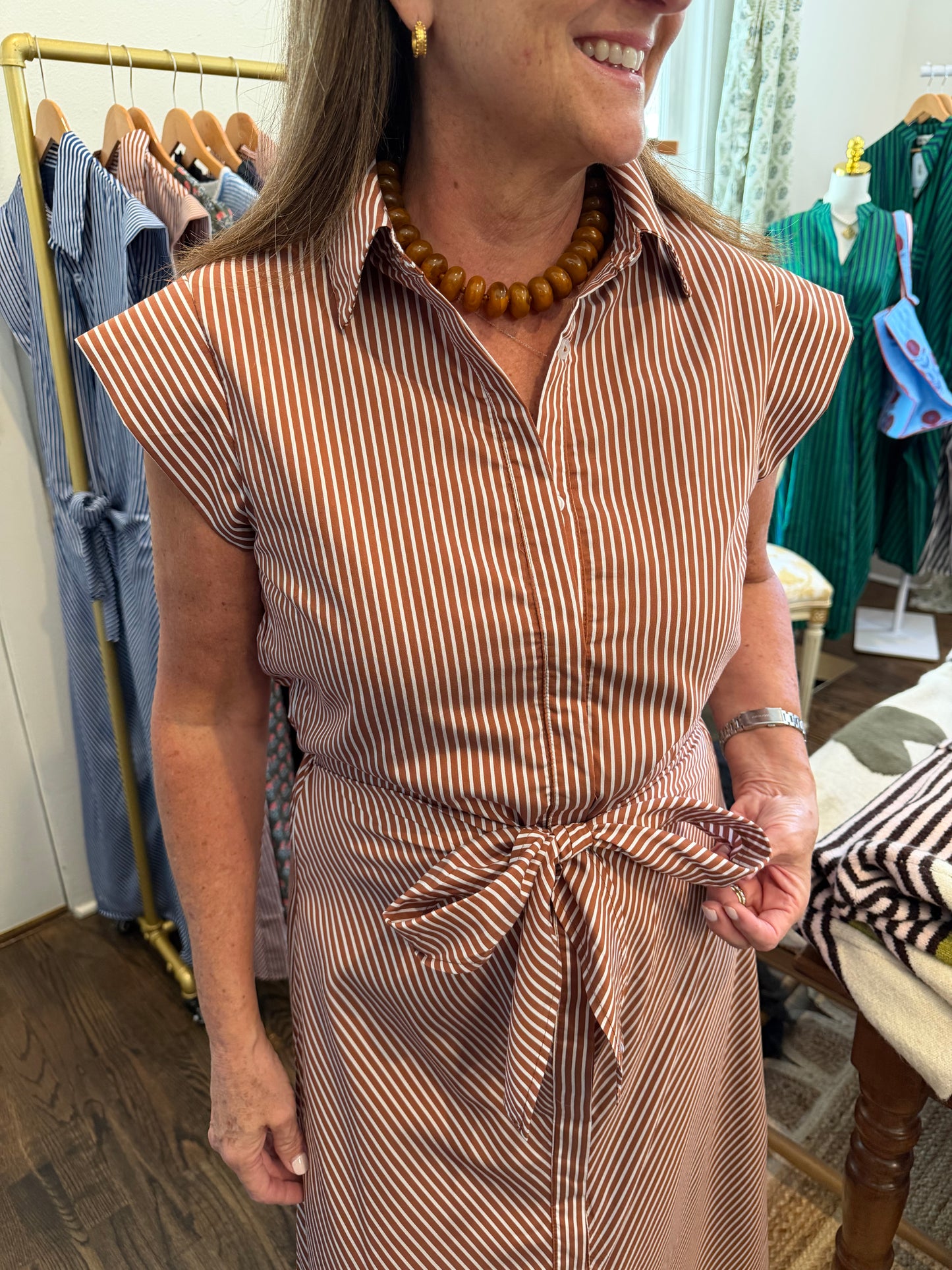 Rust Tie Front Midi