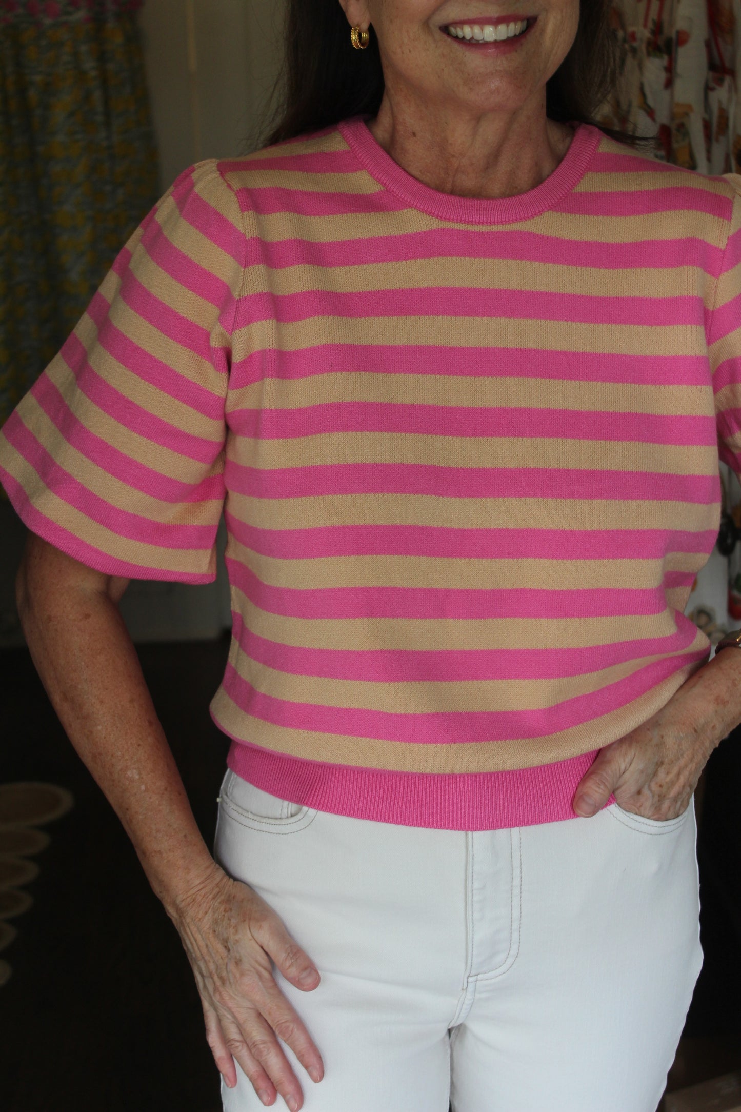 Bubble Stripe Sweater Top