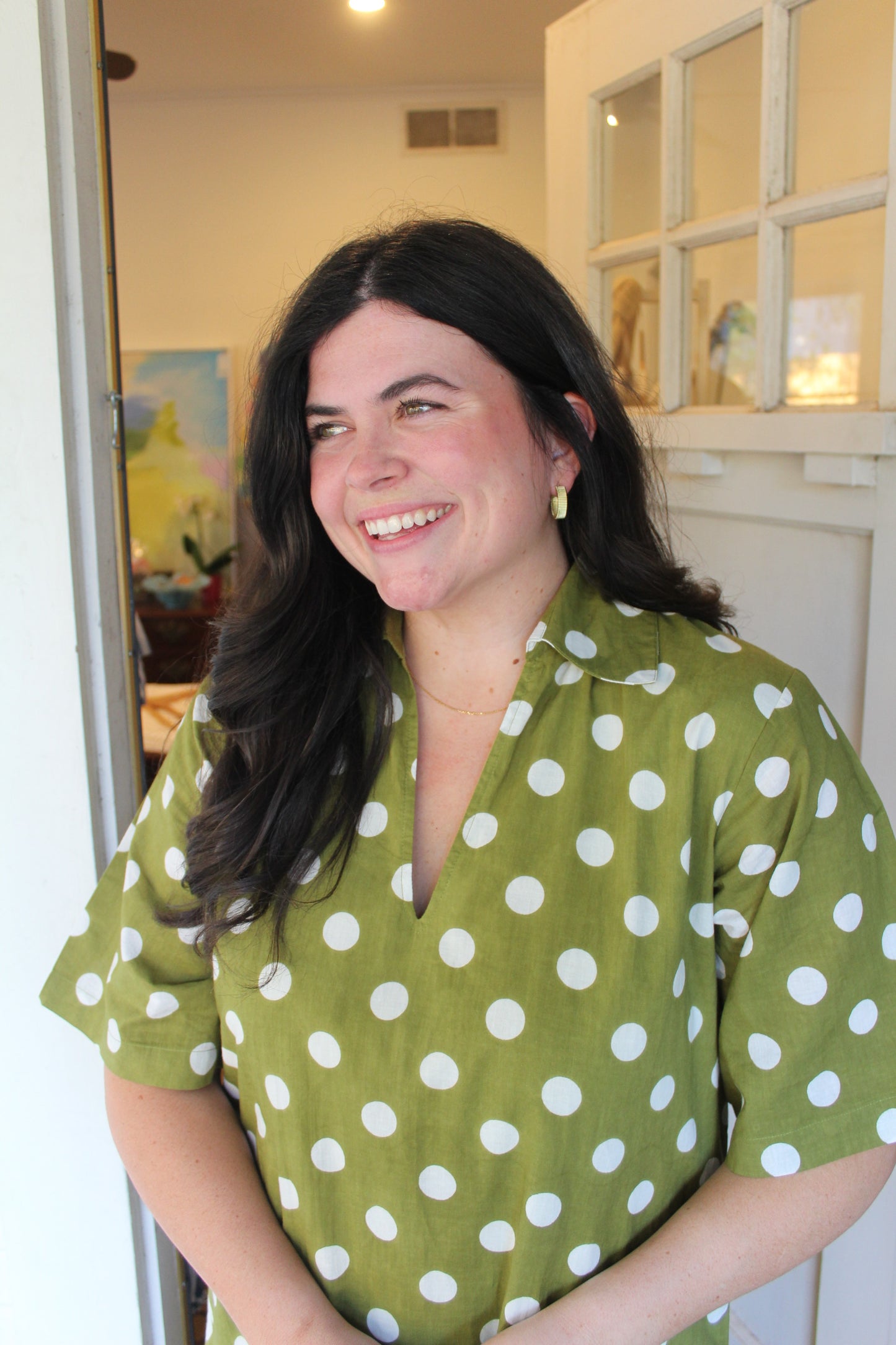 Green Polka Midi