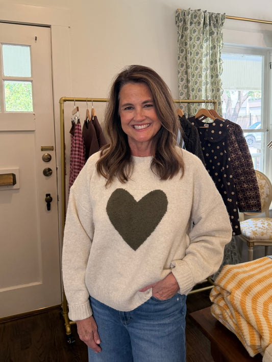 Olive Heart Sweater