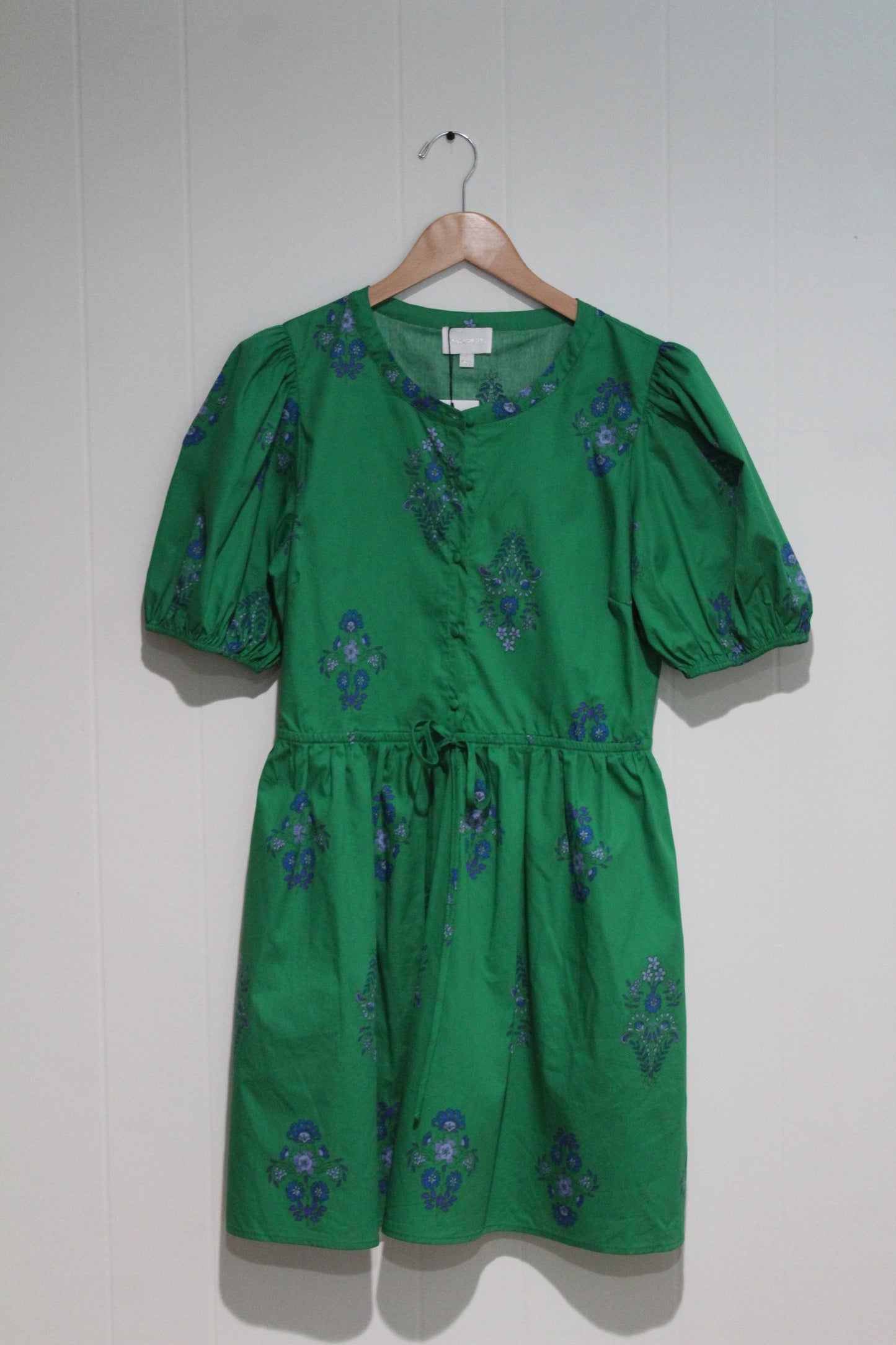 Green Puff Sleeve Mini Dress