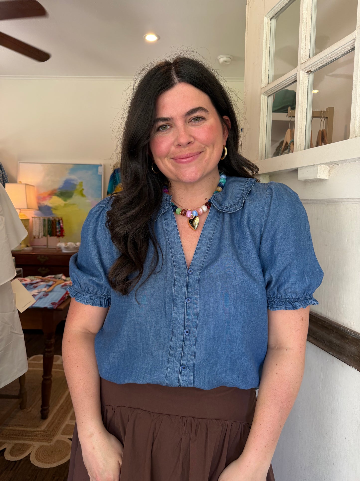 Chambray Denim Top