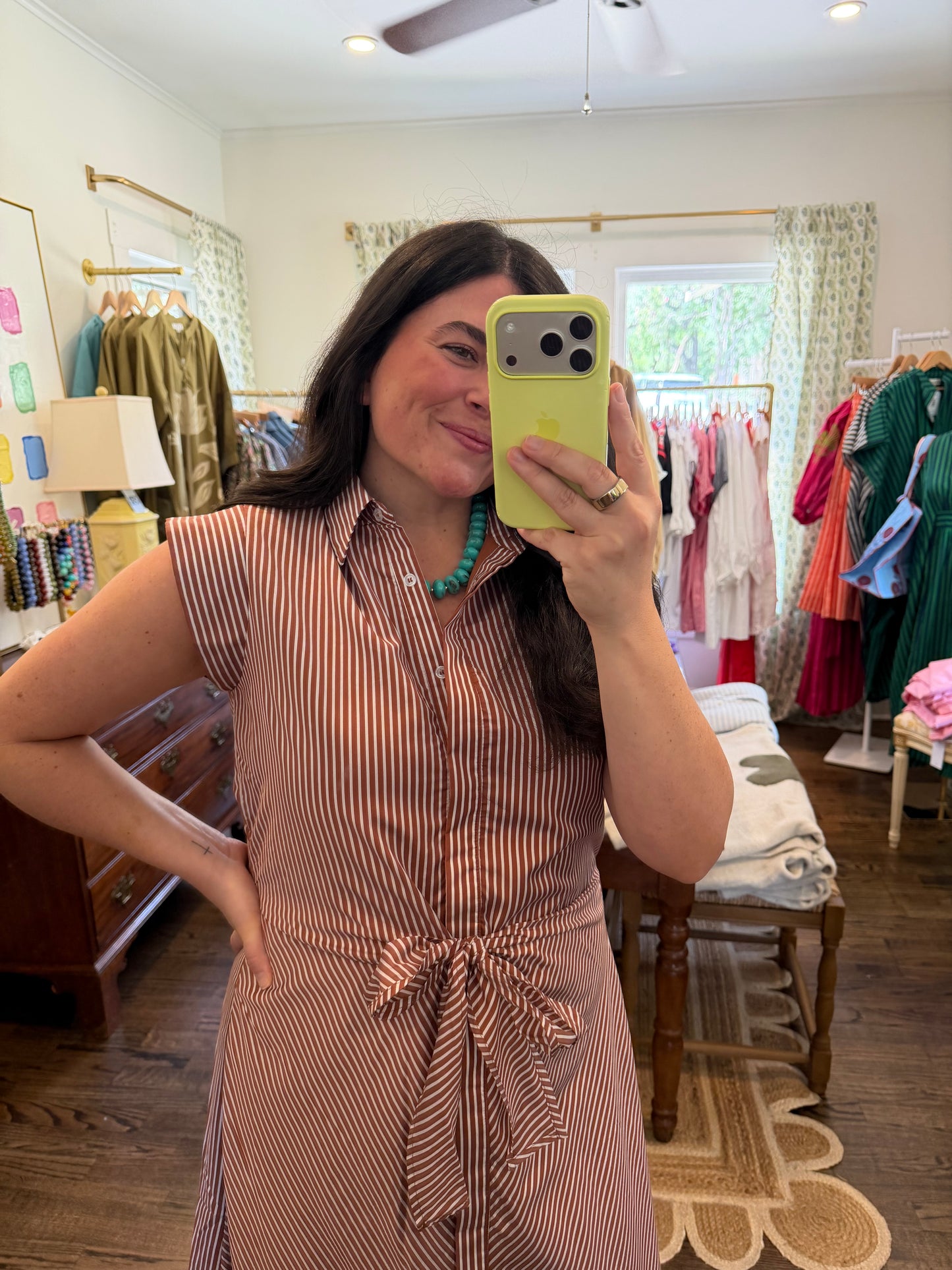 Rust Tie Front Midi