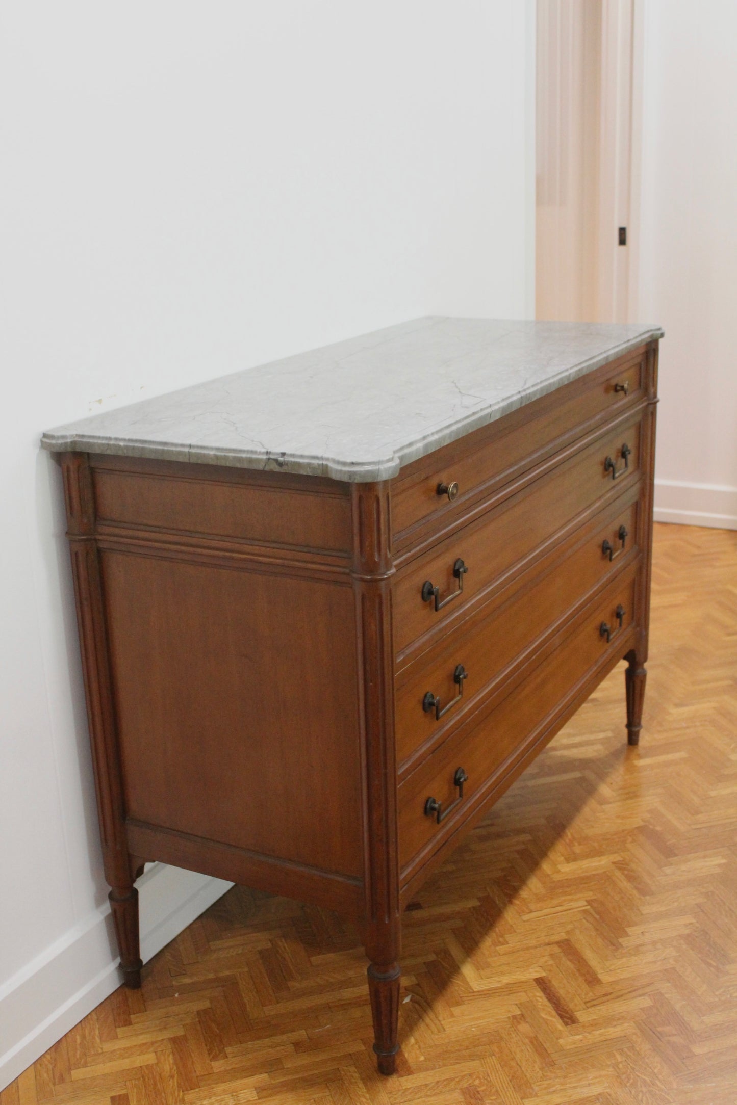 4 Drawer, Vintage Louis Marble Top Chest